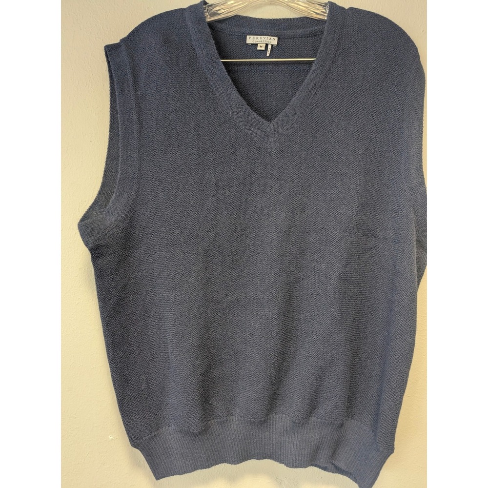 Peruvian Connection Men's 100% Alpaca V-Neck Sweater Vest – Blue – Size M